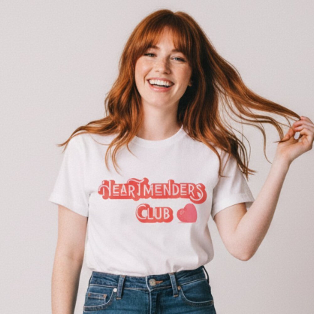Retro Heartmenders Kitschy Graphic Tee Super Soft Vintage Style Red Pink T-Shirt